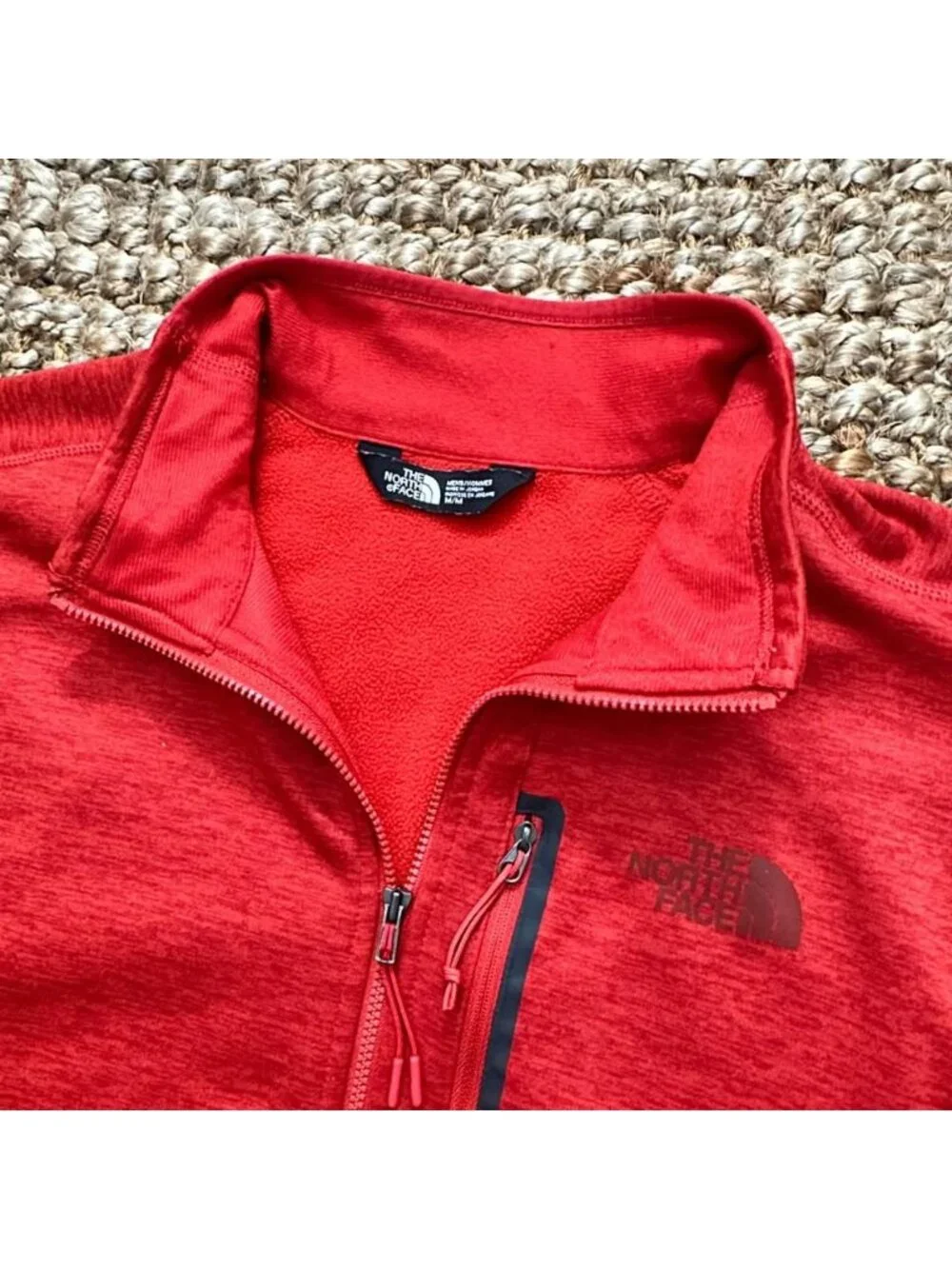 North Face Full Zip Red Mens Sweatshirt Medium